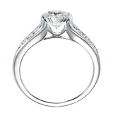 Artcarved Bridal Semi-Mounted with Side Stones Contemporary Bezel Diamond Engagement Ring Carina 14K White Gold