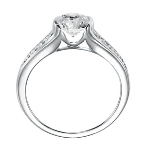 Artcarved Bridal Semi-Mounted with Side Stones Contemporary Bezel Diamond Engagement Ring Carina 14K White Gold