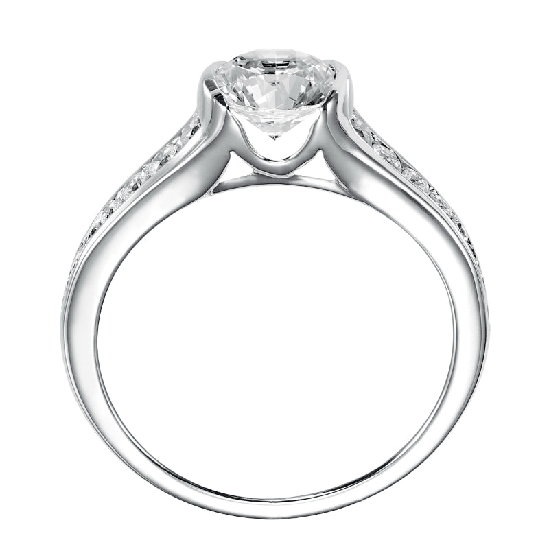 Artcarved Bridal Mounted with CZ Center Contemporary Bezel Diamond Engagement Ring Carina 14K White Gold