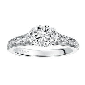 Artcarved Bridal Semi-Mounted with Side Stones Contemporary Bezel Diamond Engagement Ring Brynn 14K White Gold