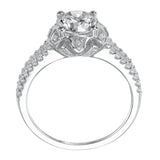 Artcarved Bridal Semi-Mounted with Side Stones Contemporary Halo Engagement Ring Camille 14K White Gold