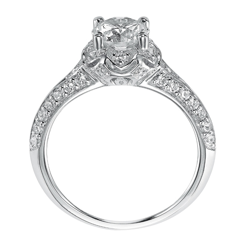 Artcarved Bridal Mounted with CZ Center Contemporary Halo Engagement Ring Cynthia 14K White Gold