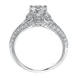 Artcarved Bridal Semi-Mounted with Side Stones Contemporary Halo Engagement Ring Cynthia 14K White Gold