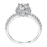 Artcarved Bridal Semi-Mounted with Side Stones Contemporary Halo Engagement Ring Ellen 14K White Gold