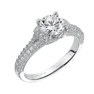 Artcarved Bridal Semi-Mounted with Side Stones Contemporary Engagement Ring Jillian 14K White Gold