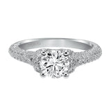 Artcarved Bridal Semi-Mounted with Side Stones Contemporary Engagement Ring Jillian 14K White Gold