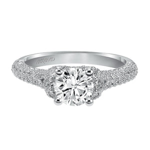 Artcarved Bridal Semi-Mounted with Side Stones Contemporary Engagement Ring Jillian 14K White Gold