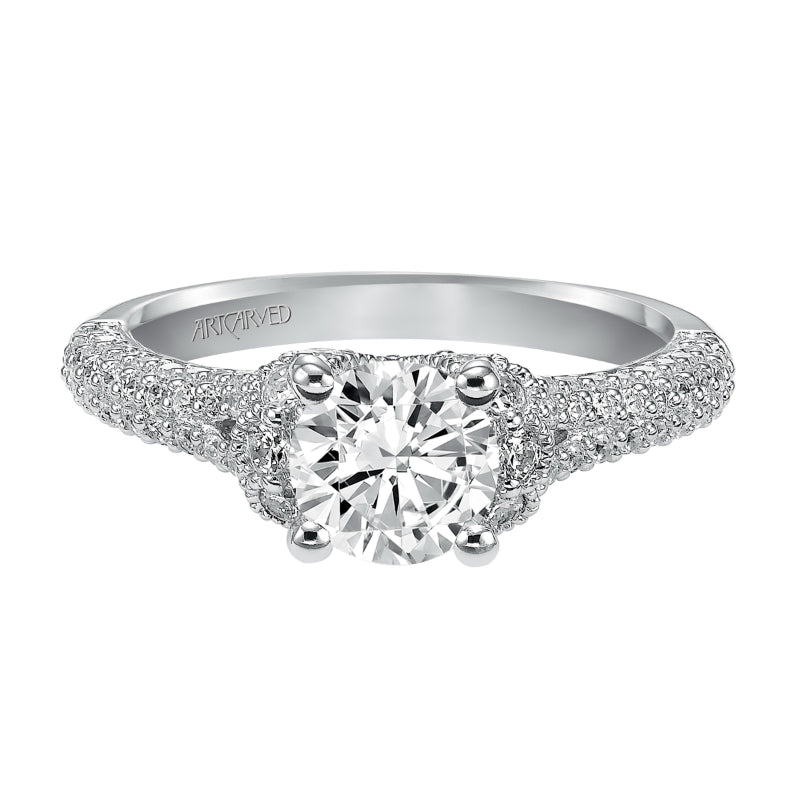 Artcarved Bridal Mounted with CZ Center Contemporary Engagement Ring Jillian 14K White Gold