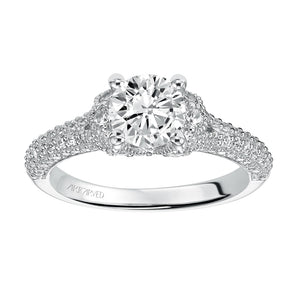 Artcarved Bridal Semi-Mounted with Side Stones Contemporary Engagement Ring Jillian 14K White Gold