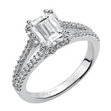 Artcarved Bridal Semi-Mounted with Side Stones Classic Engagement Ring Lacey 14K White Gold