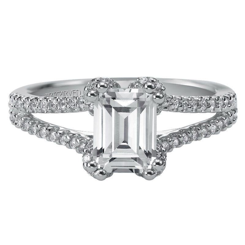 Artcarved Bridal Semi-Mounted with Side Stones Classic Engagement Ring Lacey 14K White Gold