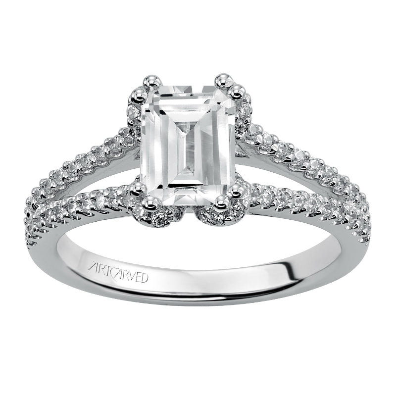 Artcarved Bridal Semi-Mounted with Side Stones Classic Engagement Ring Lacey 14K White Gold