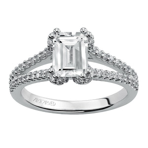 Artcarved Bridal Semi-Mounted with Side Stones Classic Engagement Ring Lacey 14K White Gold