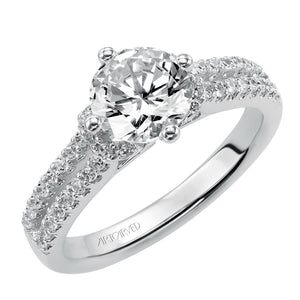 Artcarved Bridal Semi-Mounted with Side Stones Classic Engagement Ring Lynn 14K White Gold