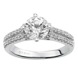 Artcarved Bridal Semi-Mounted with Side Stones Classic Engagement Ring Lynn 14K White Gold