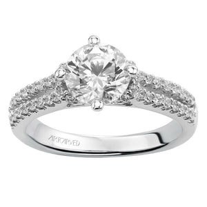 Artcarved Bridal Mounted with CZ Center Classic Engagement Ring Lynn 14K White Gold