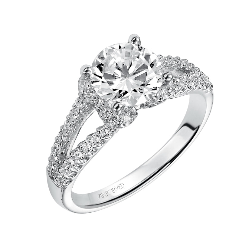 Artcarved Bridal Mounted with CZ Center Classic Engagement Ring Marilyn 14K White Gold