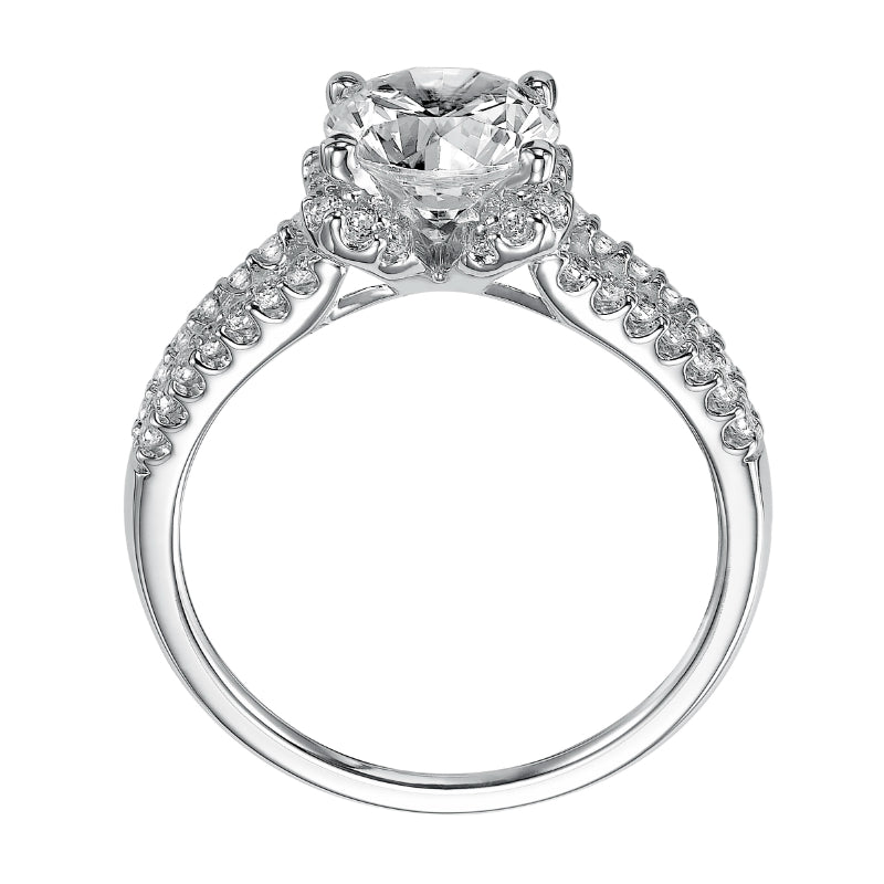 Artcarved Bridal Semi-Mounted with Side Stones Classic Engagement Ring Marilyn 14K White Gold