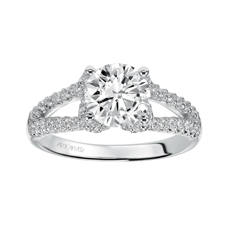 Artcarved Bridal Mounted with CZ Center Classic Engagement Ring Marilyn 14K White Gold