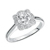 Artcarved Bridal Semi-Mounted with Side Stones Contemporary Halo Engagement Ring Marissa 14K White Gold