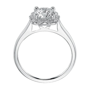 Artcarved Bridal Semi-Mounted with Side Stones Contemporary Halo Engagement Ring Marissa 14K White Gold