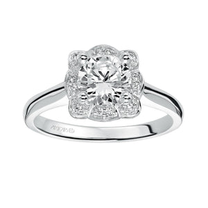 Artcarved Bridal Mounted with CZ Center Contemporary Halo Engagement Ring Marissa 14K White Gold