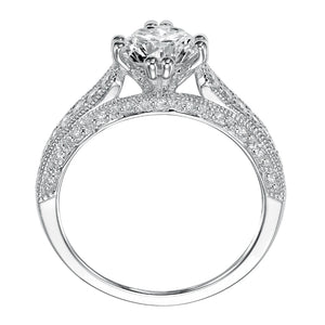 Artcarved Bridal Semi-Mounted with Side Stones Vintage Engagement Ring Misha 14K White Gold