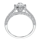 Artcarved Bridal Mounted with CZ Center Vintage Engagement Ring Misha 14K White Gold