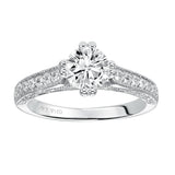 Artcarved Bridal Semi-Mounted with Side Stones Vintage Engagement Ring Misha 14K White Gold