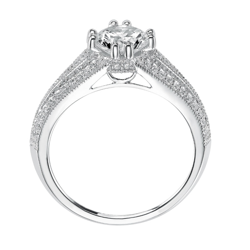 Artcarved Bridal Semi-Mounted with Side Stones Vintage Engagement Ring Agnes 14K White Gold