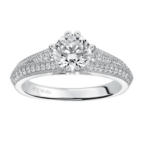 Artcarved Bridal Semi-Mounted with Side Stones Vintage Engagement Ring Agnes 14K White Gold