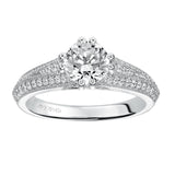 Artcarved Bridal Mounted with CZ Center Vintage Engagement Ring Agnes 14K White Gold