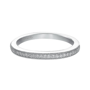 Artcarved Bridal Mounted with Side Stones Vintage Diamond Wedding Band Agnes 14K White Gold