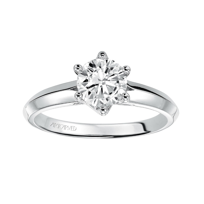 Artcarved Bridal Mounted with CZ Center Classic Solitaire Engagement Ring Stacy 14K White Gold