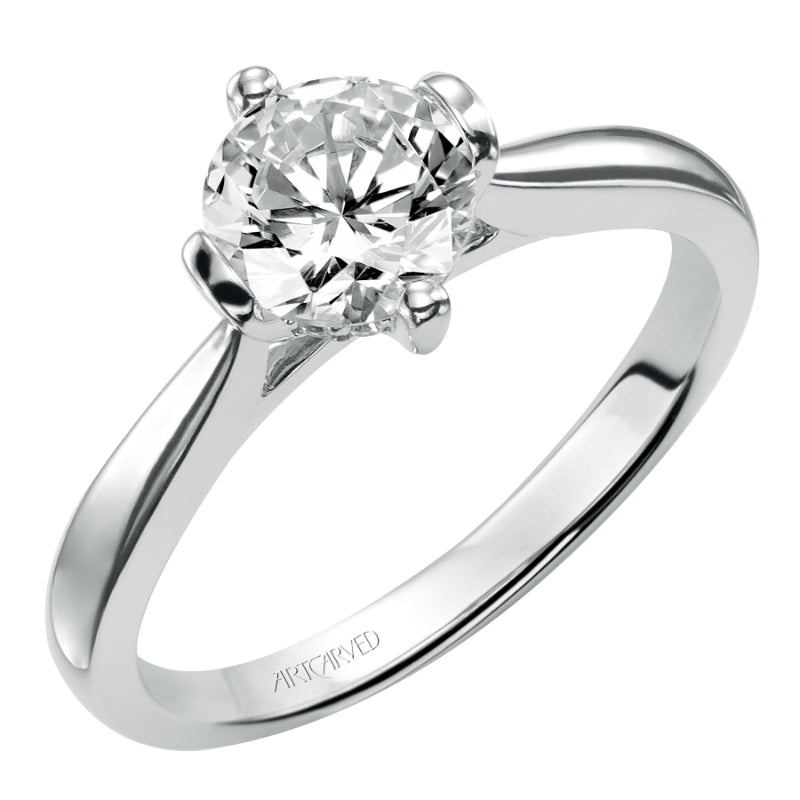 Artcarved Bridal Semi-Mounted with Side Stones Classic Solitaire Engagement Ring Nancy 14K White Gold