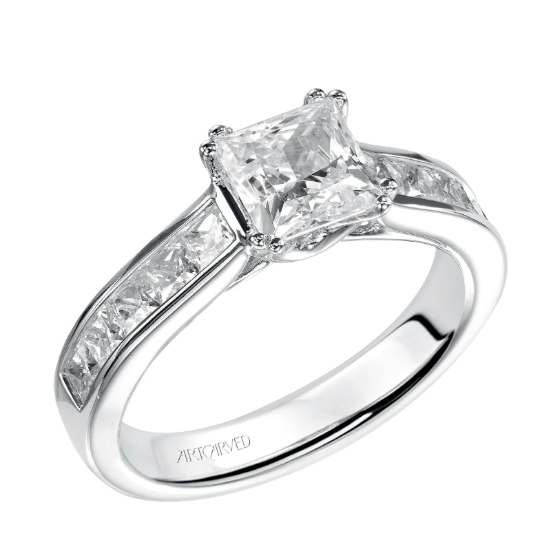 Artcarved Bridal Mounted with CZ Center Classic Engagement Ring Margaret 14K White Gold