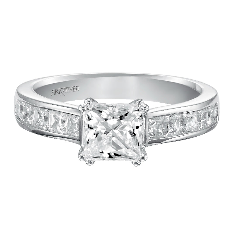 Artcarved Bridal Mounted with CZ Center Classic Engagement Ring Margaret 14K White Gold