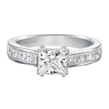 Artcarved Bridal Semi-Mounted with Side Stones Classic Engagement Ring Margaret 14K White Gold