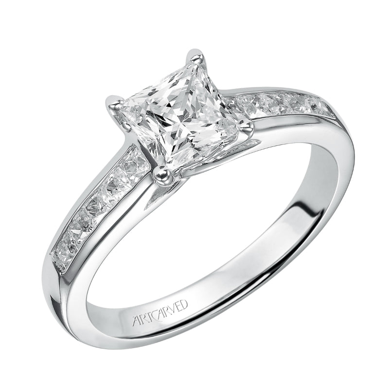 Artcarved Bridal Mounted with CZ Center Classic Engagement Ring Alena 14K White Gold