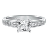 Artcarved Bridal Semi-Mounted with Side Stones Classic Engagement Ring Alena 14K White Gold