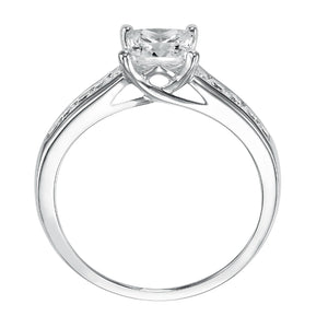 Artcarved Bridal Semi-Mounted with Side Stones Classic Engagement Ring Alena 14K White Gold