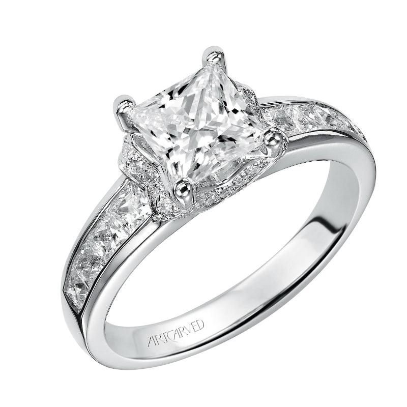 Artcarved Bridal Mounted with CZ Center Classic Engagement Ring Jillian 14K White Gold