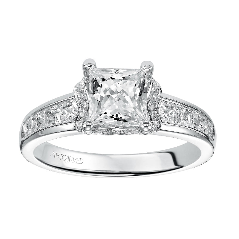 Artcarved Bridal Mounted with CZ Center Classic Engagement Ring Jillian 14K White Gold