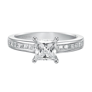 Artcarved Bridal Semi-Mounted with Side Stones Classic Engagement Ring Geraldine 14K White Gold