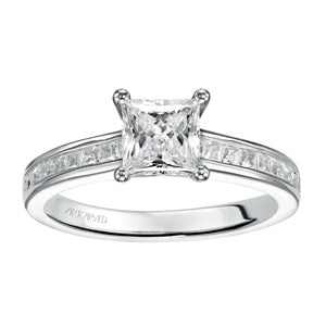 Artcarved Bridal Mounted with CZ Center Classic Engagement Ring Geraldine 14K White Gold