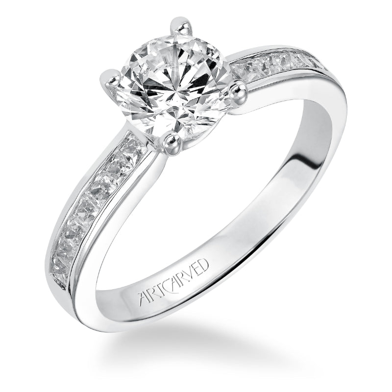 Artcarved Bridal Mounted with CZ Center Classic Engagement Ring Portia 14K White Gold