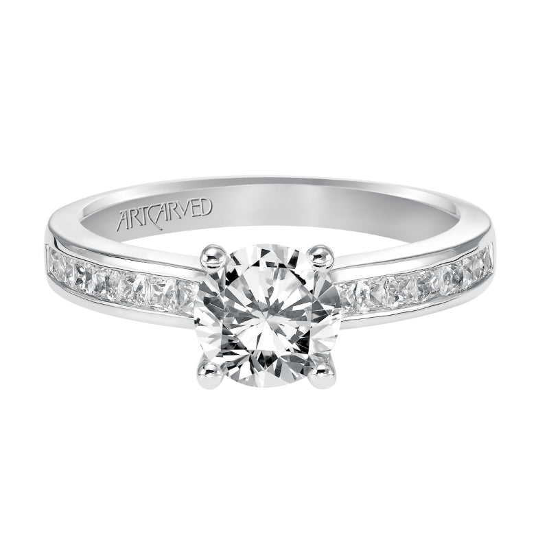 Artcarved Bridal Semi-Mounted with Side Stones Classic Engagement Ring Portia 14K White Gold