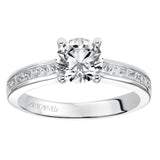 Artcarved Bridal Semi-Mounted with Side Stones Classic Engagement Ring Portia 14K White Gold