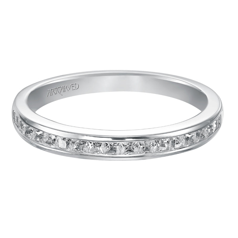 Artcarved Bridal Mounted with Side Stones Classic Diamond Wedding Band Portia 14K White Gold