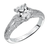 Artcarved Bridal Semi-Mounted with Side Stones Contemporary Engagement Ring Laura 14K White Gold